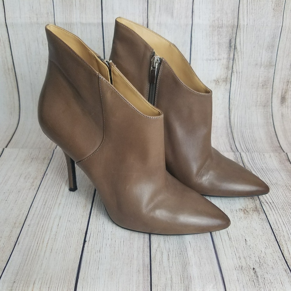 Enzo Angiolini Brown Leather High Heel Ankle Boots